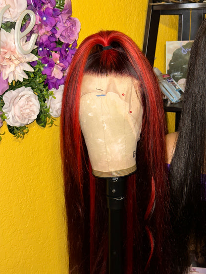 30” Red/Black Wig