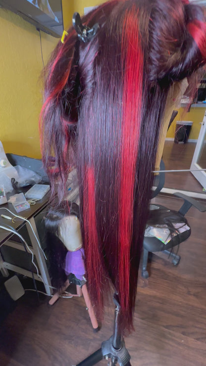 30” Red/Black Wig